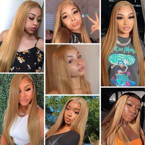 #27 Blonde Bundles Human Hair Straight Bundles 14 16 18 Inch Honey Blonde Straight Bundle Human Hair Extensions Unproceesed Virgin Hair 50 Gram Per Bundle 3 Bundle for Black Women