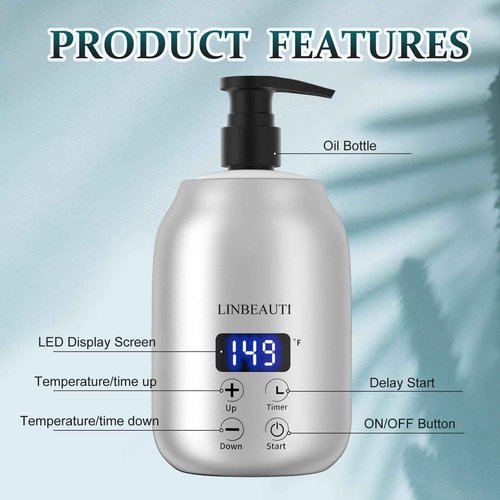 LINBEAUTI Massage Oil Warmer with Two Oil Bottle Dispenser, Lotion Bottle Warmer, Smart Touch Key Electric Warm Lotion Dispenser, Lube Gel Cream Warmer for Home Pro Salon Spa Massage (silver)