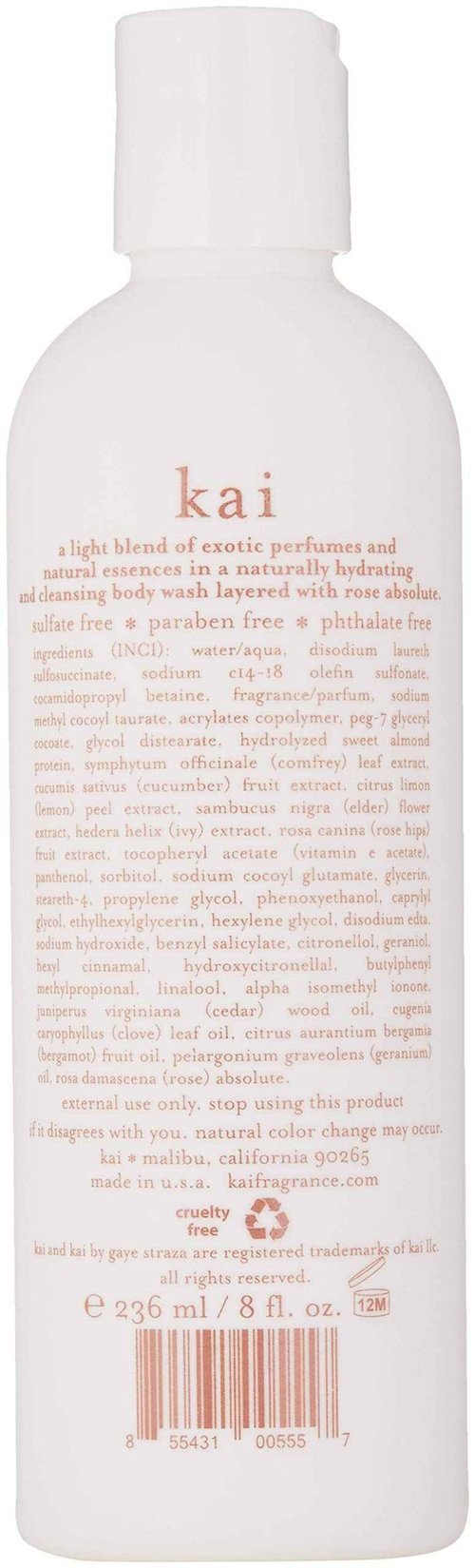 kai Body Wash, Rose, 8 Fl Oz