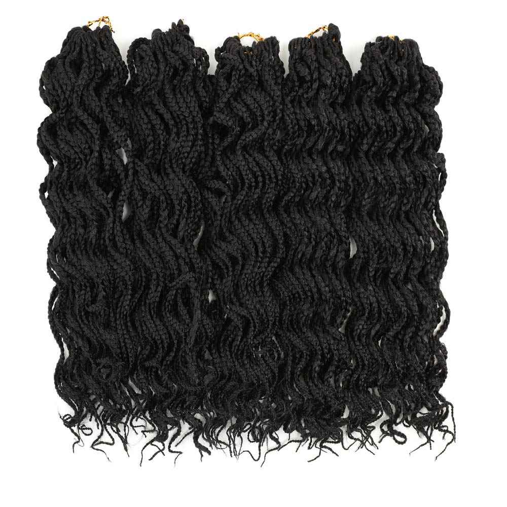 18 Inch Goddess Box Braids Crochet Braids Hair with Full Curly Braids Synthetic Premium Fiber Braiding Hair 5Packs/Lot 1B#