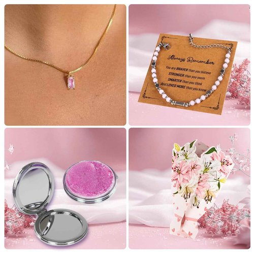 Unique Birthday Gifts for Tween Teen Girls - 40 PCS Trendy Stuff Gifts Set for Teen Girls, Makeup Brushes Makeup Bag Birthday Gift Ideas Gift Set for Her Mom Sister Wife Best Friend(Pink)