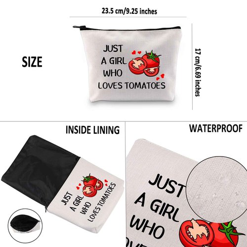 G2TUP Tomato Lover Gift Who Loves Tomatoes Makeup Bag Tomato Gardener Cosmetic bag Tomato Farmer Gift Veggie Zipper Travel Bag (Who Loves Tomatoes White Bag)