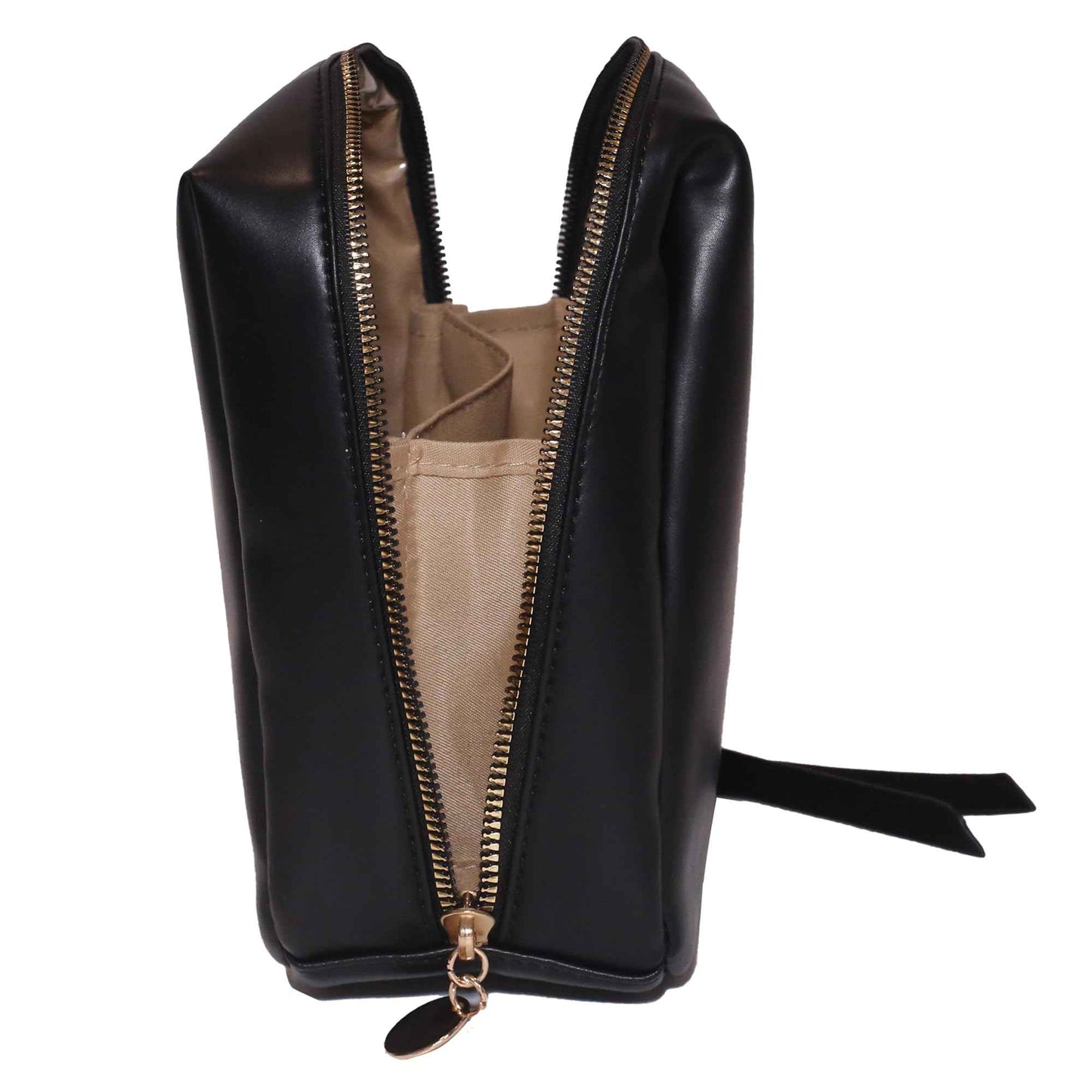 Elegant Portable Puffer Cosmetic Bag for Women with Compartments Large Capacity Travel Makeup Bag for Purse (Black)