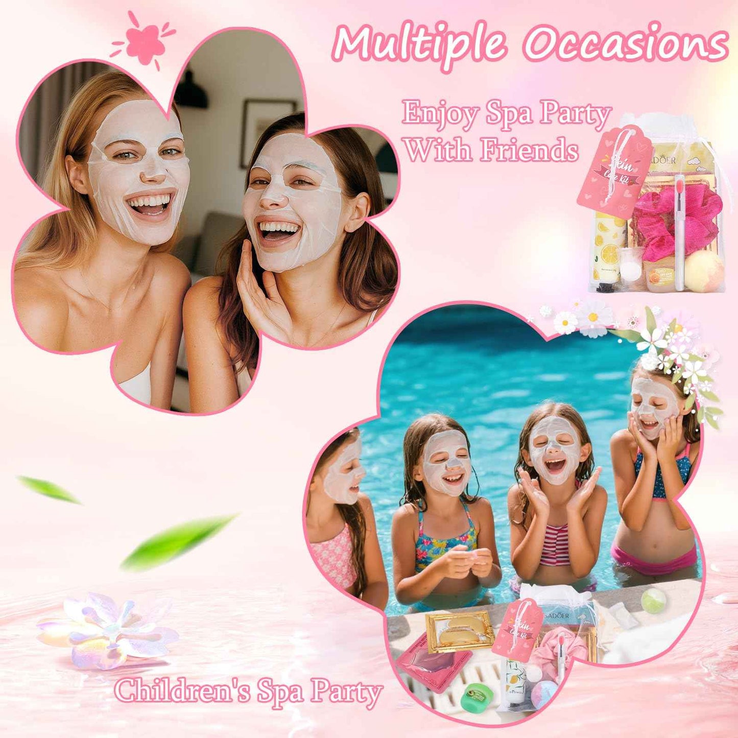 Jutqut 88PCS SPA Party Supplies for Girls, Under Eye Patches, Facial Masks, Lip Mask & Balm, Hand Cream, Foot Bath Bombs, Compressed Towel, Hair Band, Bulk Birthday & Sleepover Party Kit