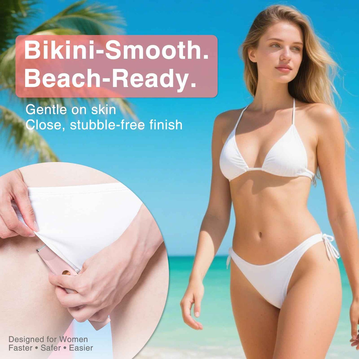 Fanovae Dual-Head Bikini Trimmer for Women – 2-in-1 Electric Razor, IP67 Waterproof Wet & Dry Pubic Hair Trimmer, Face & Body Shaver with LED% Display, USB-C Rechargeable-X1 Pro Petal Pink