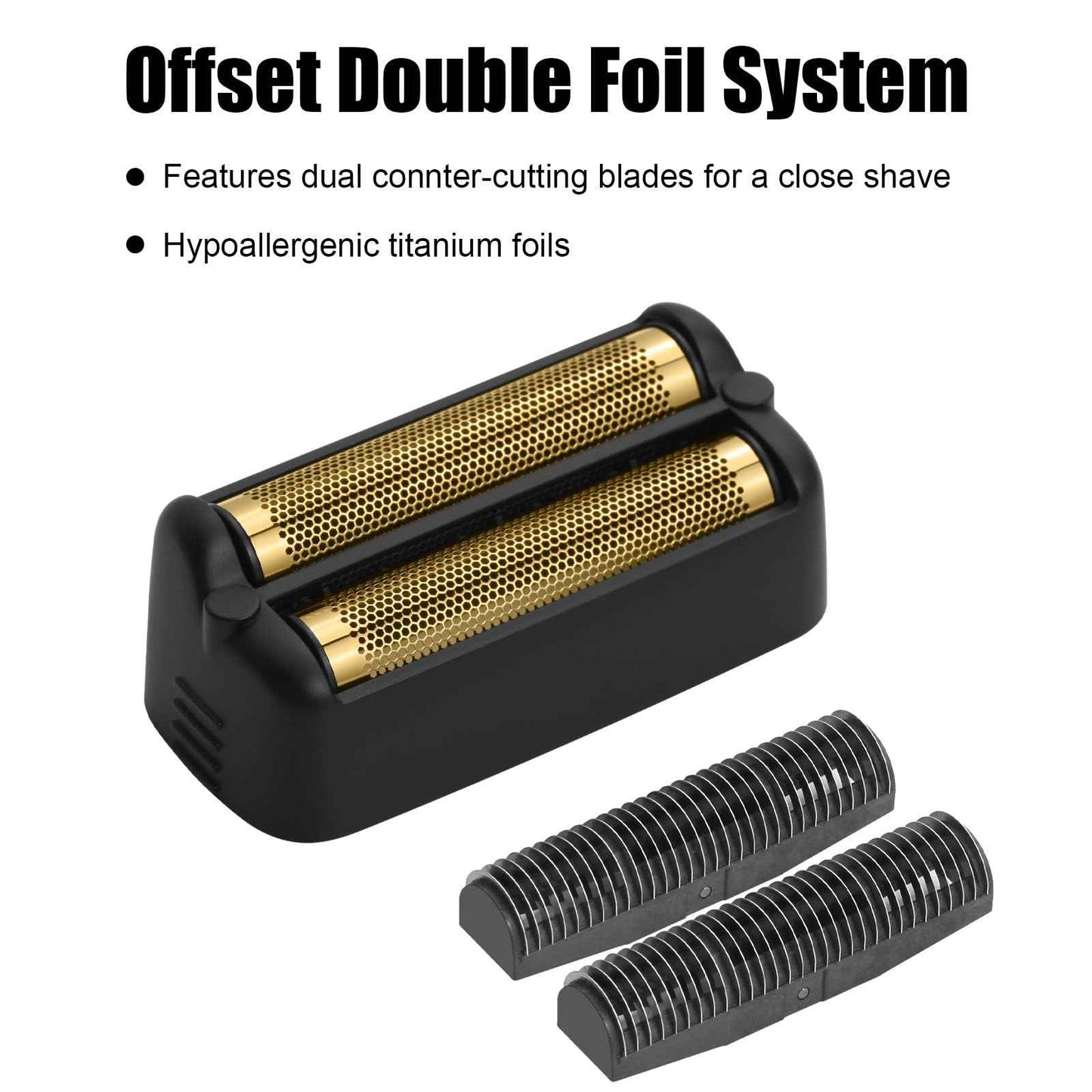 FX79RF2MB Replacement Foil and Cutters for BaBylissPRO FXONE Double Foil Stick Shaver, Hypoallergenic Extra-close Shaver Replacement Head, Matte Black