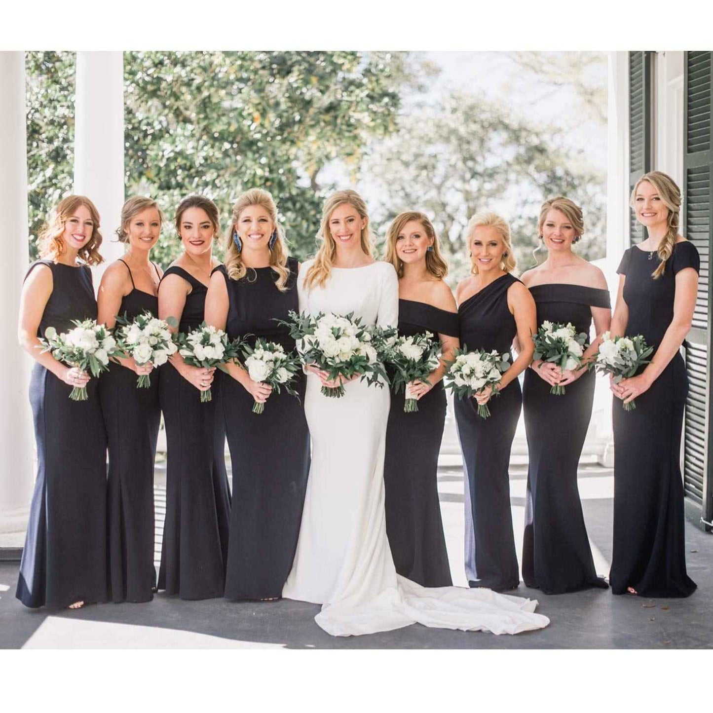 Pack of 9 Compact Pocket Makeup Mirrors Set - Include 1 Bride, 1 Maid of Honor, 1 Matron of Honor and 6 Bridesmaid Mirrors - Wedding Bridesmaid Proposal Gifts (Silver)