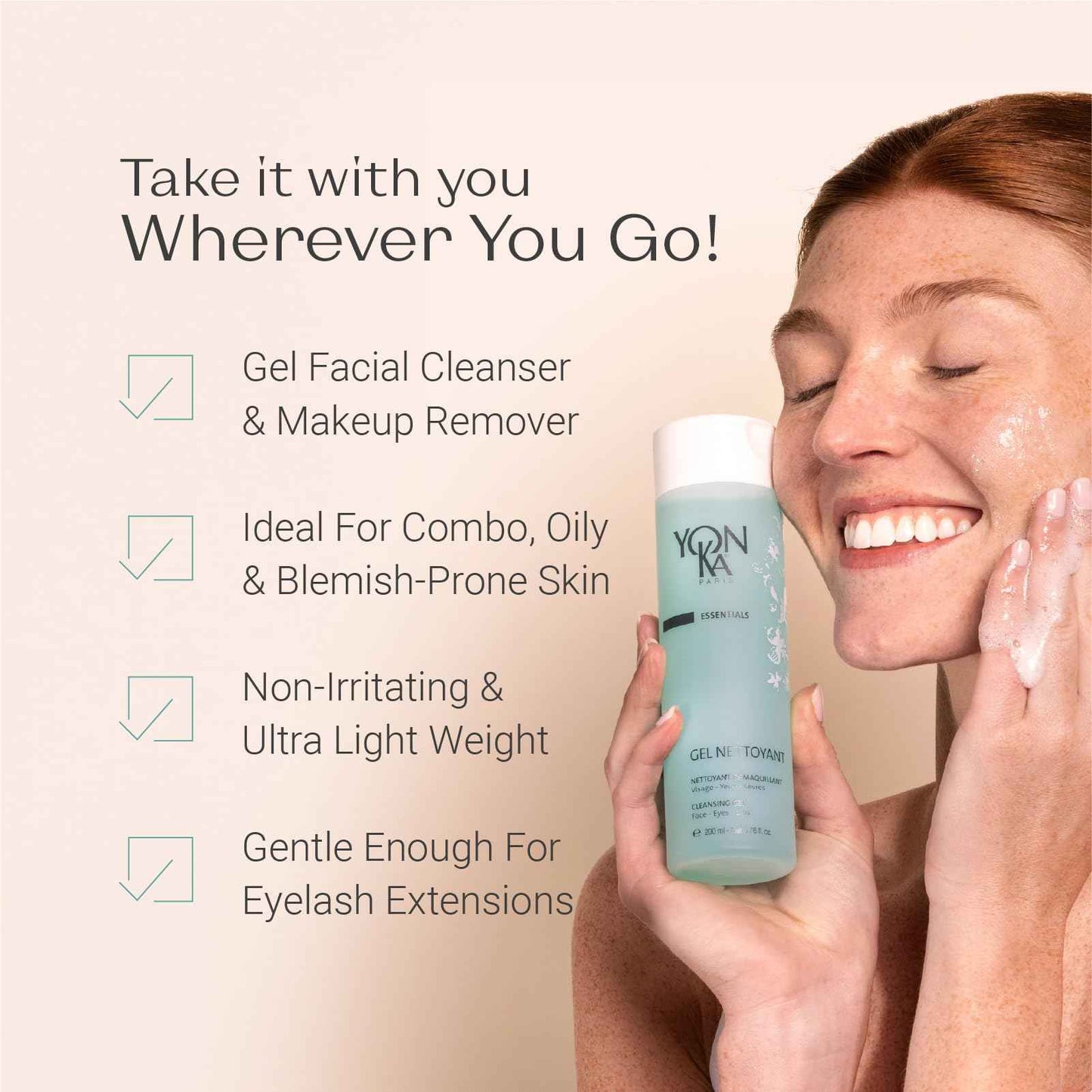 Yonka Gel Cleanser | Gentle Foaming Face Wash & Makeup Remover | Cleanses Pores and Balances Skins pH with Red Algae & Amino Acids | For Acne Prone & Oily Skin | Paraben-Free | Travel Size 2.53 fl oz