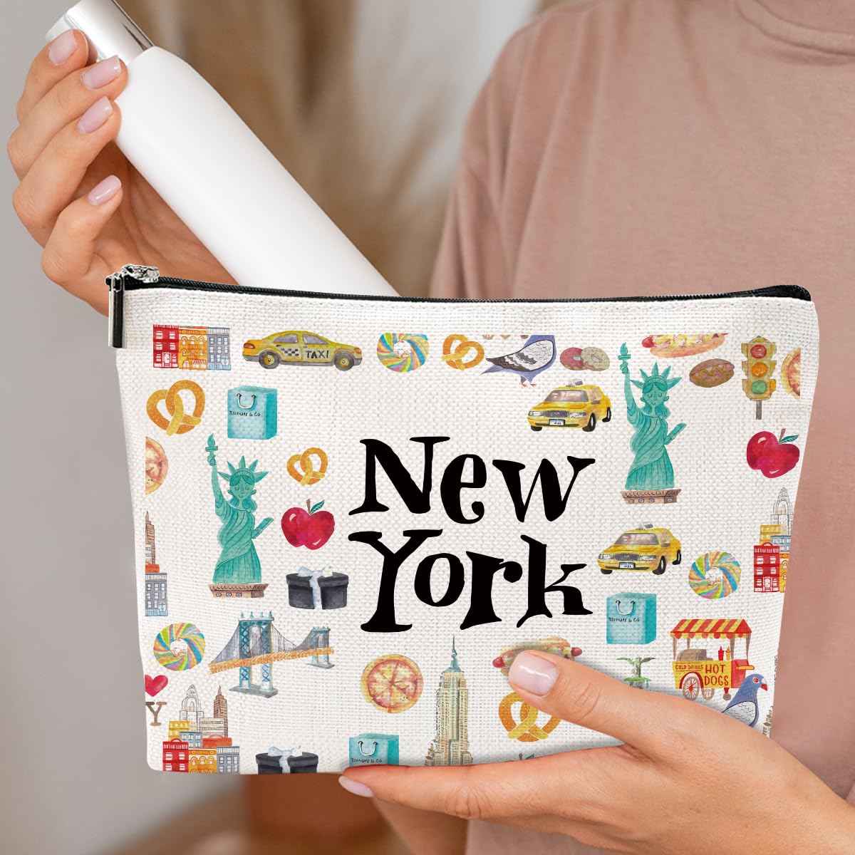 New York Travel Gift Cosmetic Bag New York Souvenir Makeup Bag Girls Trip Gifts Favors City Themed Gifts for Traveler Sister Bestie Friendship Anniversary Birthday Christmas Bachelorette Party Favors