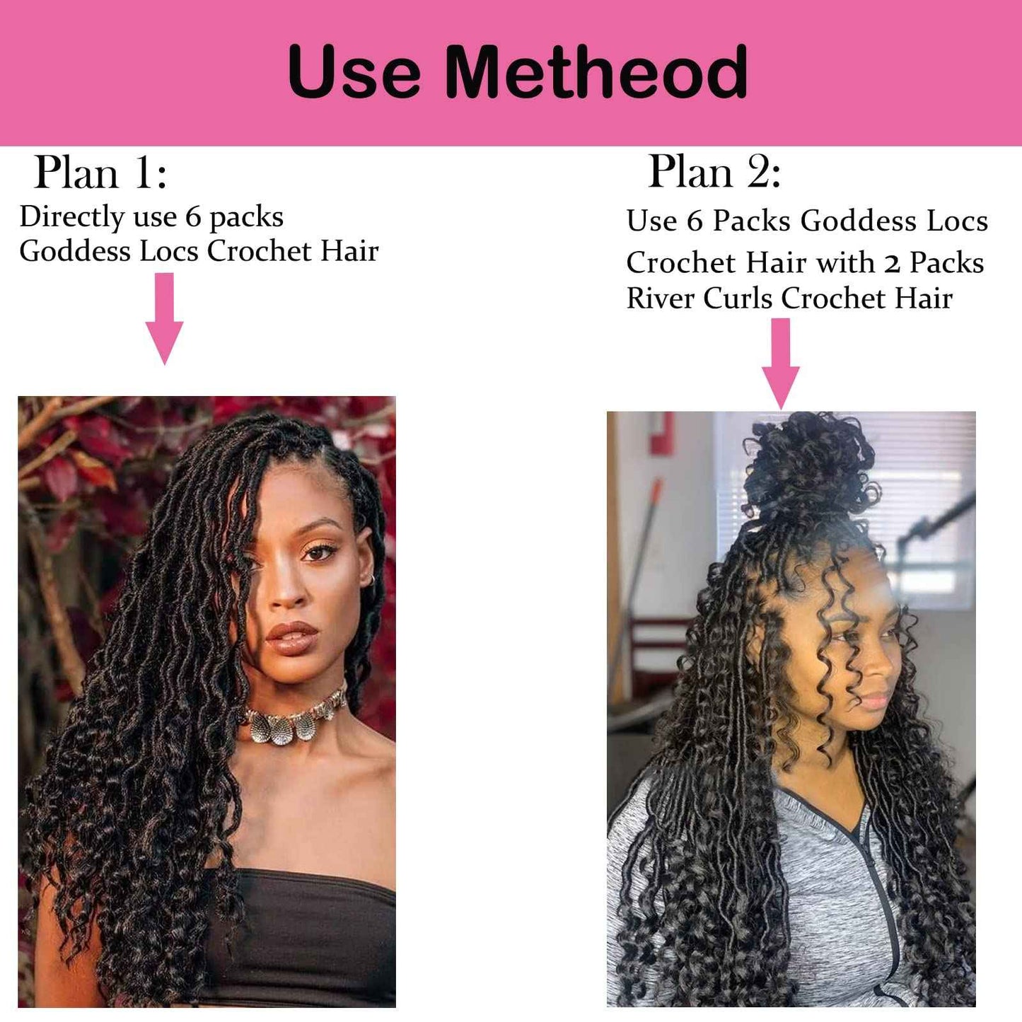 8 Packs New Goddess Locs Crochet Hair 18 Inch River Locs Braids Hair Boho Faux Locs Wavy Crochet Hair with Curly End Boho Style Synthetic Braid Hair for Black Women (#1B 18inch)