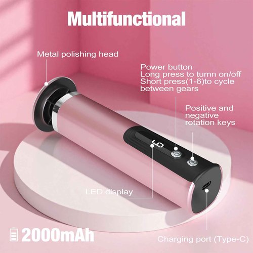 Callus Remover for feet, Electric Foot Callus Remover, Foot File with 6 Adjustable Speed, Foot Scrubber Scraper with 2 Grinding Heads & Sandpaper Discs, Pedicure Tools for feet with Digital Display