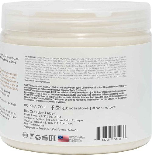 BCL SPA Massage Cream Organic Milk & Honey with White Chocolate Body Lotion, Shea Butter, Aloe Vera, Arnica, Peppermint, Kelp, Tea Tree, Olive, Argan, and Jojoba Oils, Home/Professional Use, 16 fl oz