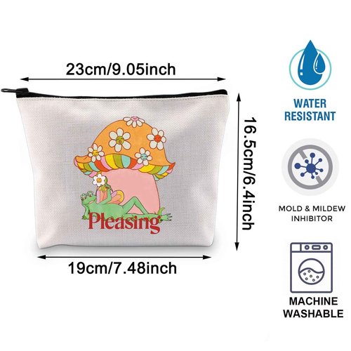 BLUPARK Singer Inspired Makeup Bag - Funny Music Fan Gift Zipper Pouch (Frog and Mushroom)