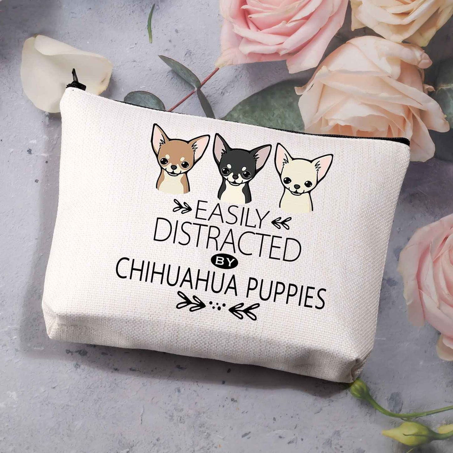 BDPWSS Chihuahua Gift For Chihuahua Lover Cute Chihuahua Makeup Bag Chihuahua Dog Puppy Gift Funny Chihuahua Themed Cosmetic Bag For Chihuahua Mom (Chihuahua Puppies)