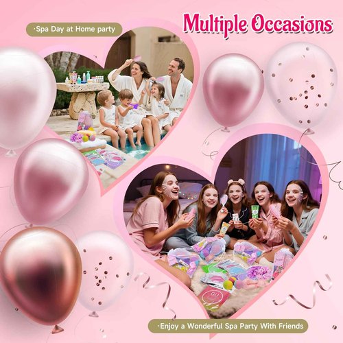 VESPRO 110PCS Spa Party Supplies for Girls Spa Party Favors Include Face Masks Skincare,Hand Cream,Lip Balm,Eye Patches,Lip Mask,mini Hair Brush, Stocking Stuffers for teen Girls,Sleepover Party gifts