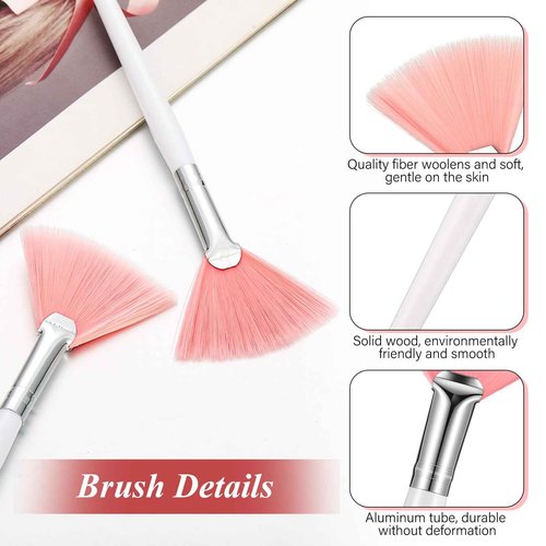 Maitys 100 Pieces Pink Fan Facial Mask Brushes, Soft Blush Makeup Brush, Esthetician Brush, Mask Acid Applicator Brush Tools for Women Girls Peel Mask Makeup for Mud Cream (2.3x6 Inch)