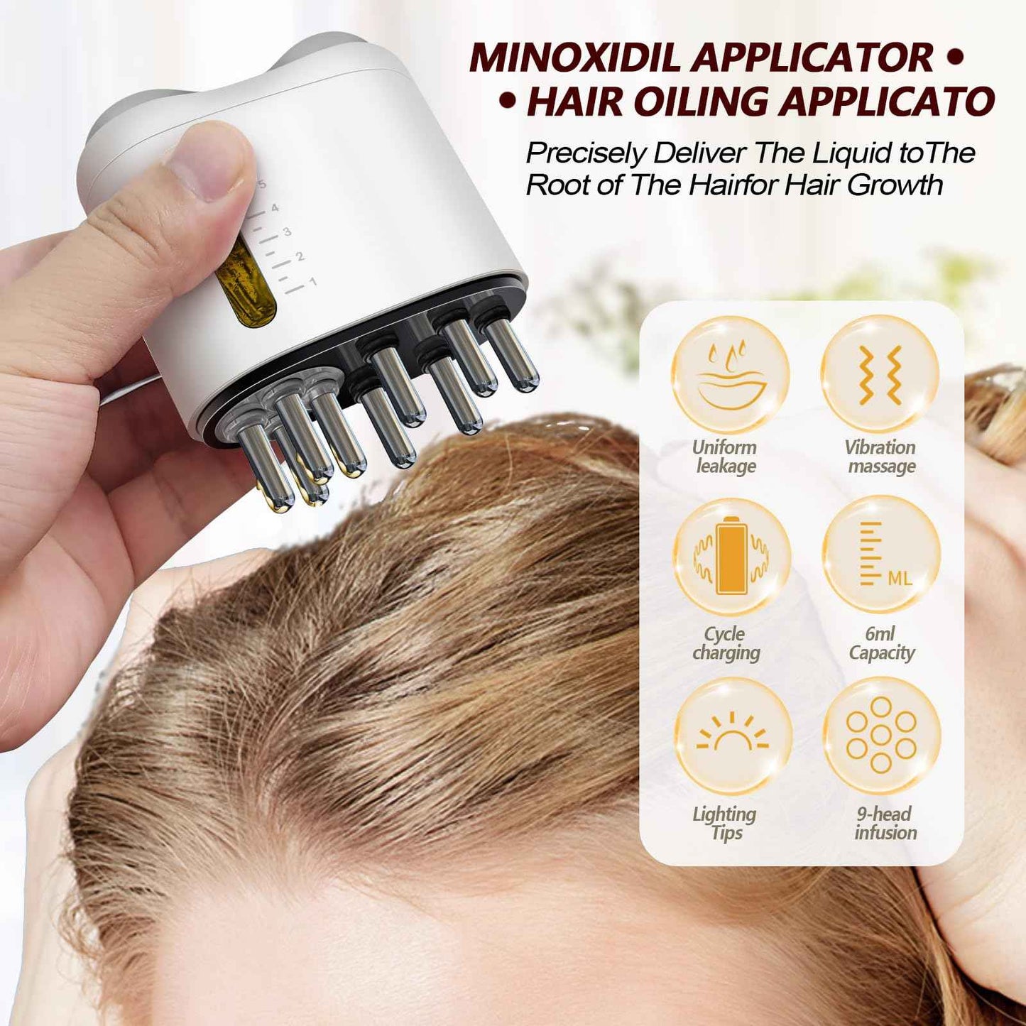 Pawfan Minoxidil Applicator, Hair Oiling Applicator, Root Comb Applicator,Scalp Oil Dispenser, 2-in-1 Hair Growth Oil Applicator and Scalp Massager for Hair Treatment and Growth