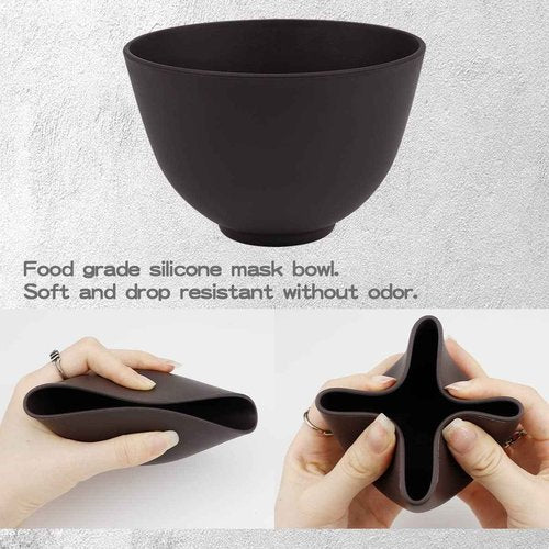 FERCAISH 4Pcs Diy Face Mask Mixing Bowl, Microwavable Silicone Facial Mud Bowl Cosmetic Beauty Tool for Home Salon(Black)