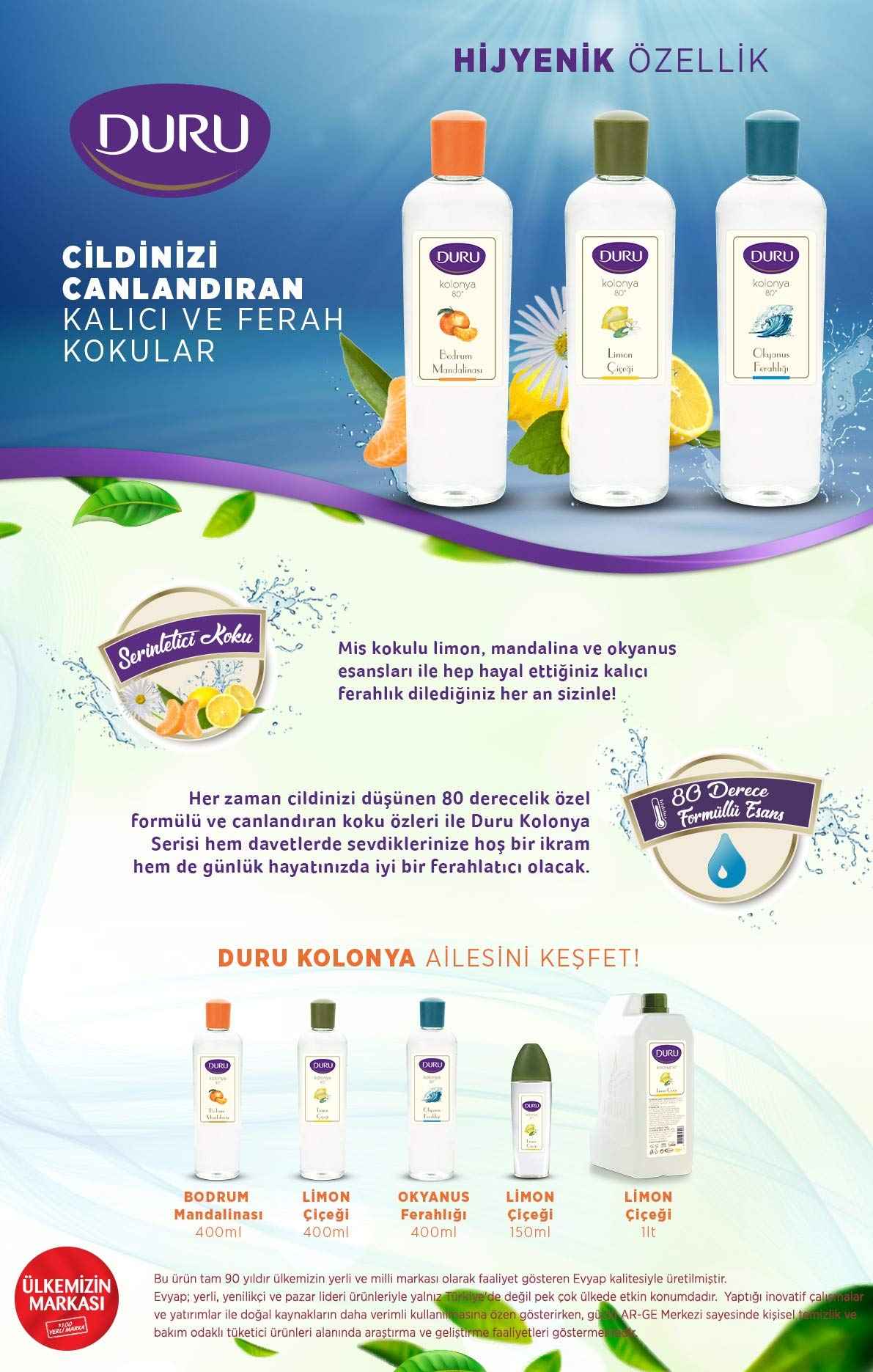 Duru Duru Duru Cologne - Lemon 900ml Plastic Bottle