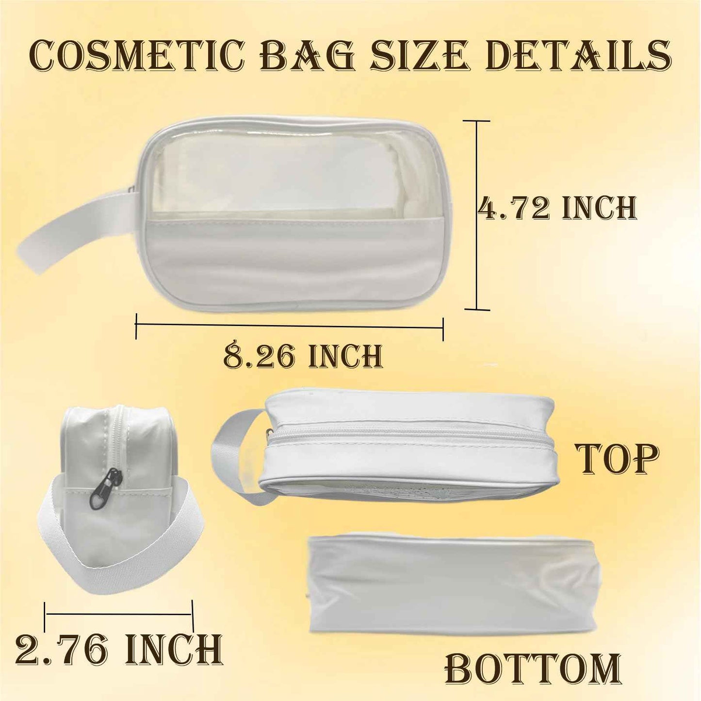 HUTUYIYI Clear Makeup Bag, Portable Travel Toiletry Cosmetic Bag Case for Women, TSA Approved Transparent PVC Waterproof Clear Pouch for Travel Essentials for Women - White