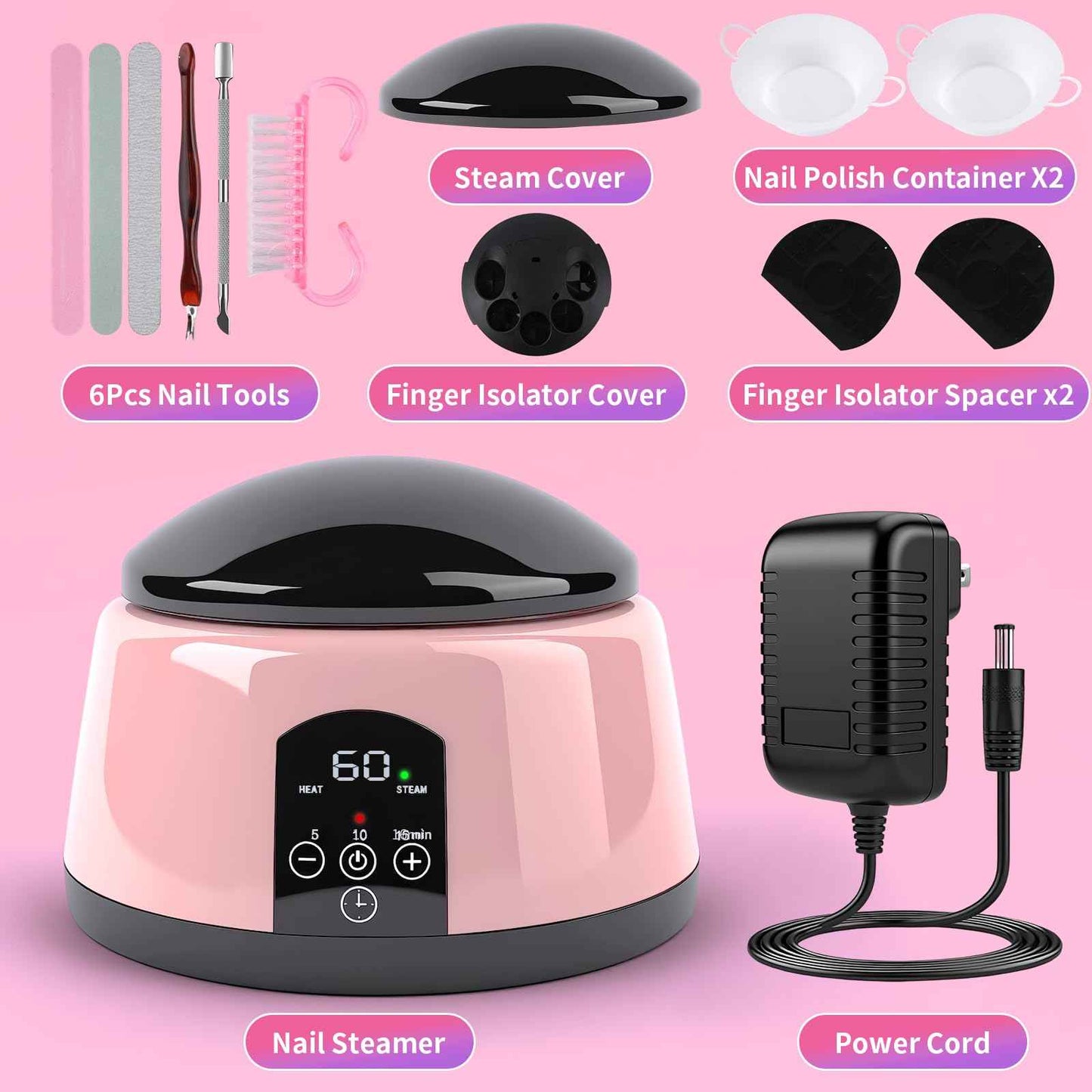 ANGNYA Electric Nail Soaking Bowl, Adjustable Temperature Gel Nail Polish Remover Machine Automatic Quick Remove Gel Steam Soak off Gel Polish Remover Electric Nail Polish Remover Nail Salon Home DIY