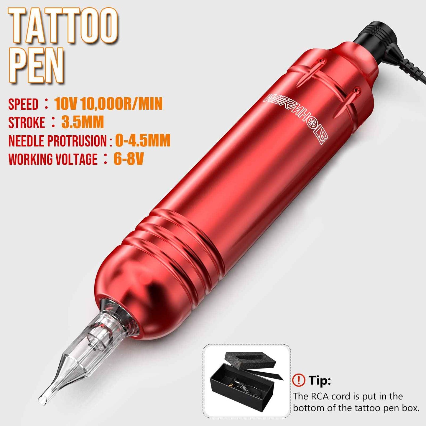 Wormhole Tattoo Kit Tattoo Gun Kit Tattoo Machine Kit for Beginners Tattoo Gun 20 Color Inks Power Supply Tattoo Pen Kit Red