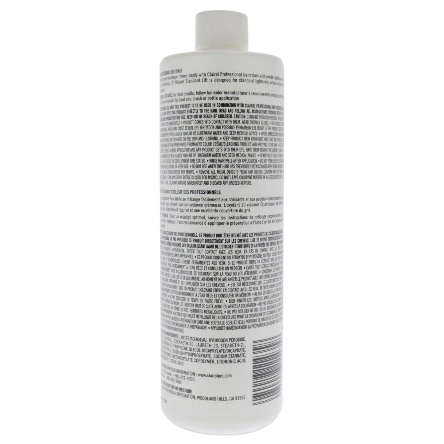 Clairol Professional Pure White 20 volume Crème Developer, 16 oz (Pack of 3)