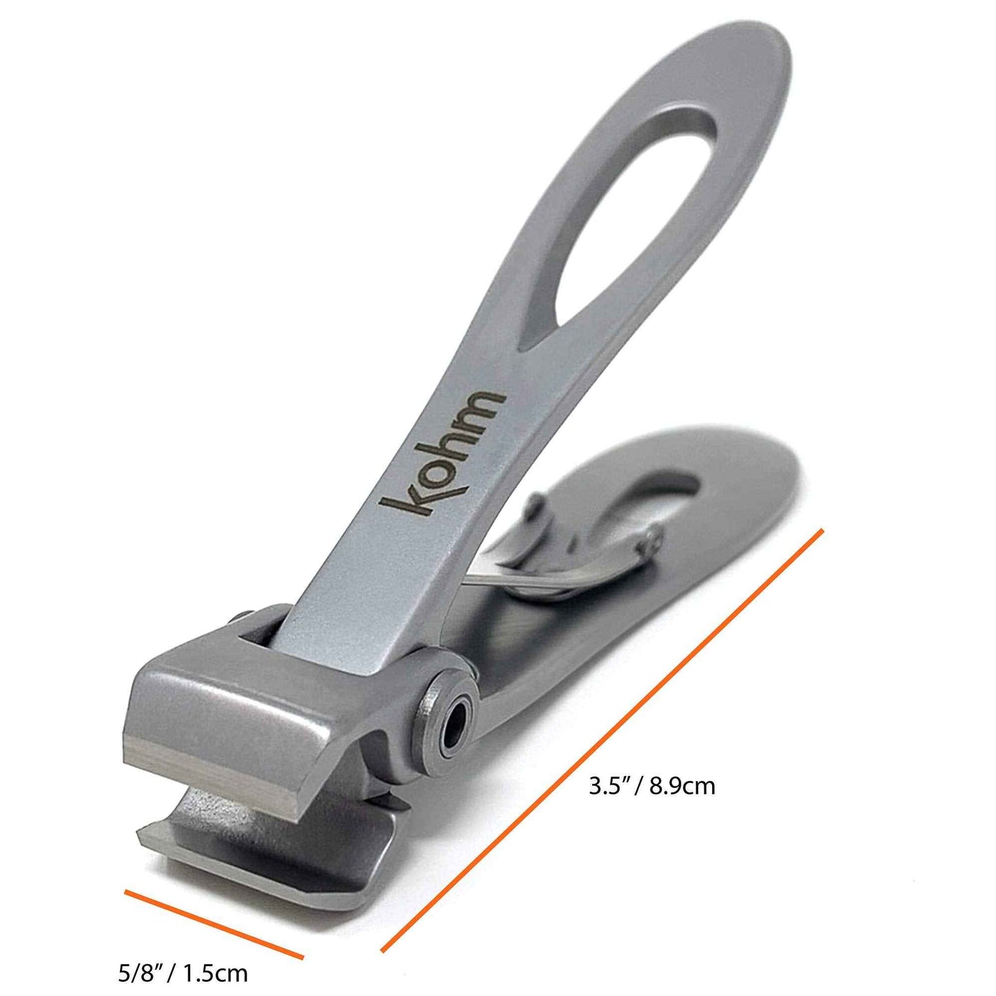 KOHM Nail Clippers + Ingrown Toenail Clippers for Thick Nails - Heavy Duty, Wide Mouth Professional Fingernail and Toenail Clippers for Men, Women & Seniors, Silver