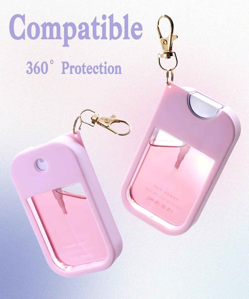 Adabuli Silicone Case Compatible with Touchland Hand Sanitizer Spray 1 FL. OZ./30 mL, Stylish Hand Sanitizer Mist Accessory with Portable Keychain (Pink, 1 Pack)