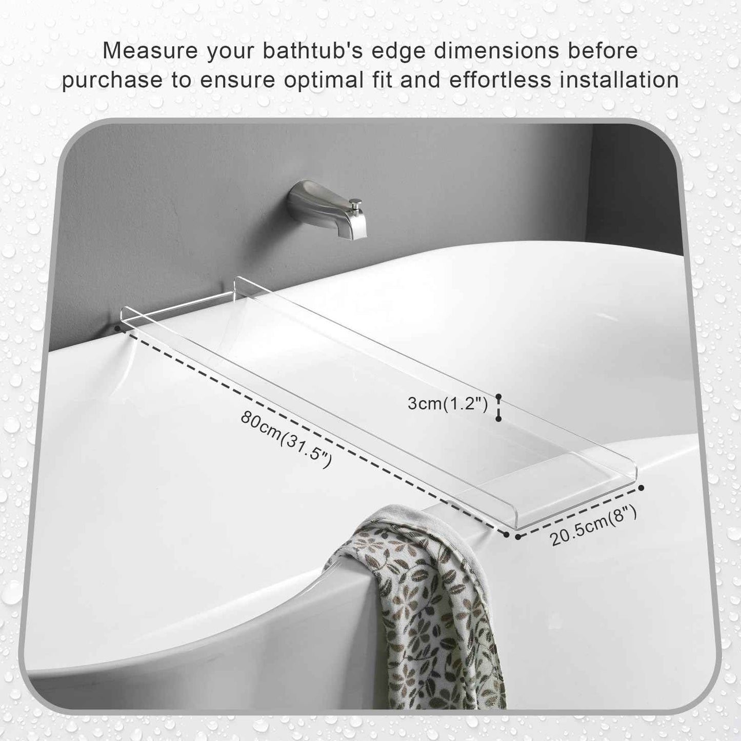Acrylic Bathtub Tray, Transparent Acrylic Bathtub Tray, Suitable for All Bathtubs.