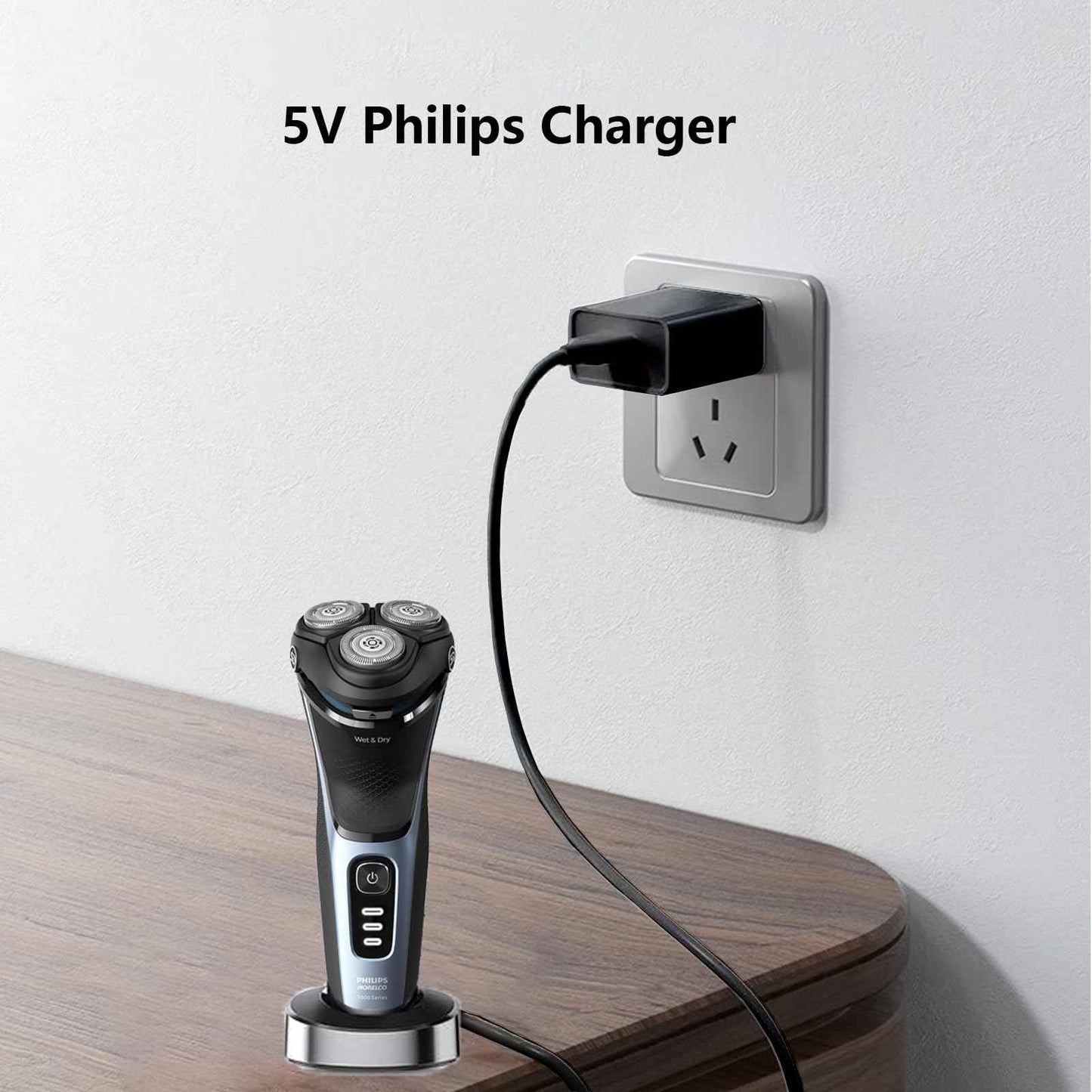5V Shaver Charger for Philips Norelco 2400 3600 3900 5400 7800 MG5910 MG7910 MG9510 MG9520 3000 5000 7000 Series Trimmer Replacement Power Cord USB Charging Cable for Phillips