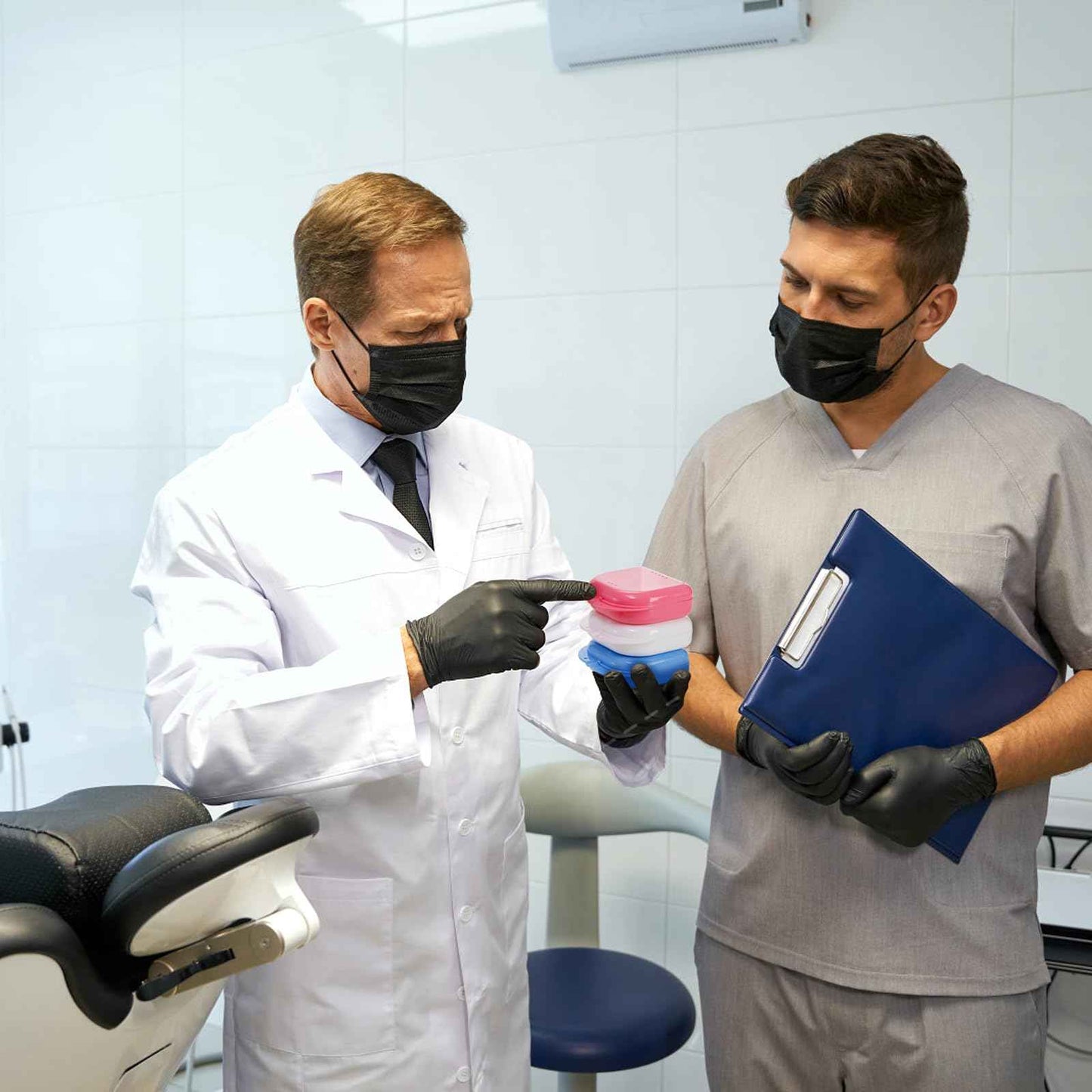 ZENFUN 40 Packs Retainer Case, Mouth Guard Cases Denture Case Bulk, Slim Aligner Box with Vent Holes, Assorted Denture Storage Container for Night Guards, Individually Sealed