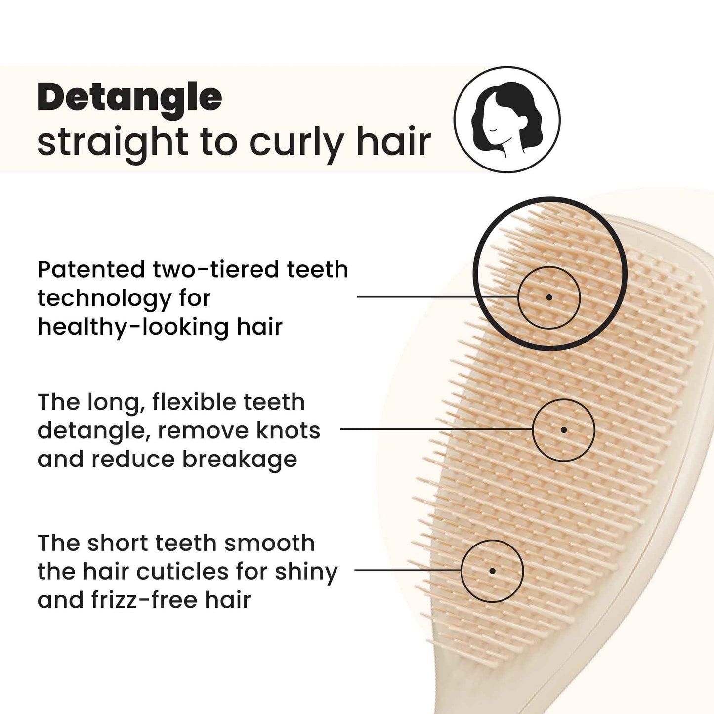 Tangle Teezer Large Ultimate Detangler Hairbrush for Wet & Dry Hair, Eliminates Knots & Reduces Breakage for Long, Thick, & Curly Hair Types, Vanilla