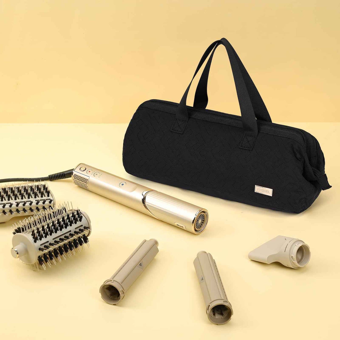 NISHEL Hair Tools Travel Carrying Bag, Portable Hair Air Wrap Dryer Case, Hair Dryer/Curling Iron/Airstraight Attachment Organizer, Black