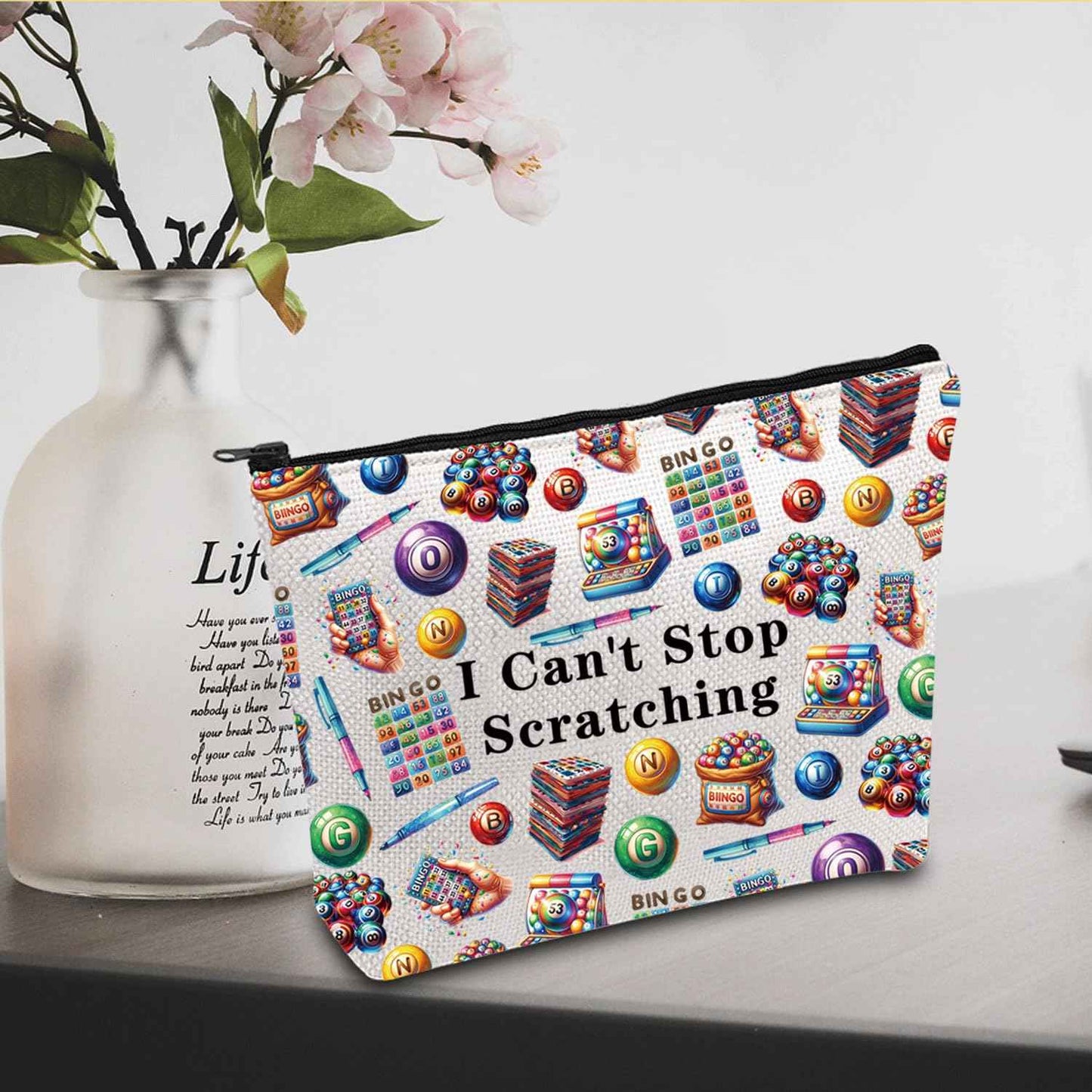 JXGZSO Funny Lottery Scratching Gift I Can't Stop Scratching Makeup Bag Casino Scratch Off Bag Scratch Ticket Gift For Casino Lover Lottery player (Lotto ticket Bag)