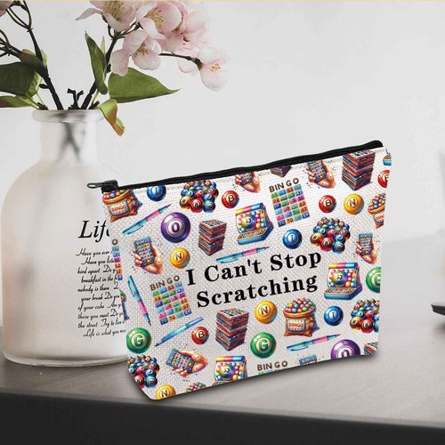 JXGZSO Funny Lottery Scratching Gift I Can't Stop Scratching Makeup Bag Casino Scratch Off Bag Scratch Ticket Gift For Casino Lover Lottery player (Lotto ticket Bag)