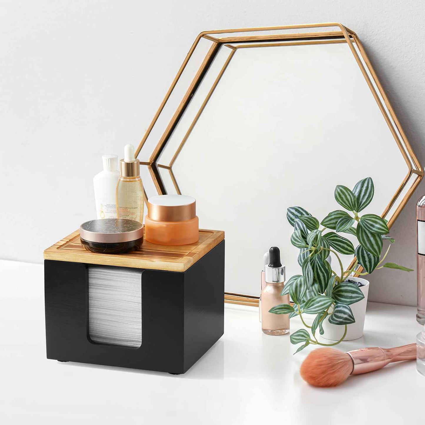 ZMZKKLL Disposable Face Towel Holder Box - Wood Facial Container Compatible with Clean XL - Towel Storage Makeup Organizer for Vanity, Bathroom Organization (Excluding Facial Towels)