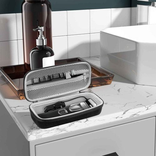 Linkidea Durable Travel Case Compatible with Wahl USA Pro Series 3026018, Manscaper Model 5708, Beard Trimmer Grooming Accessories Organizer, Portable Storage Box (Black)