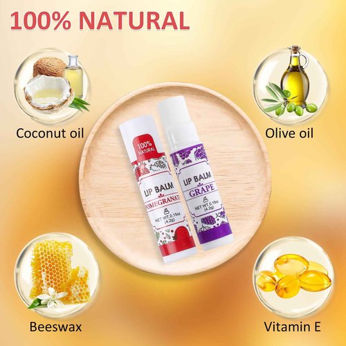 VISRIE 64 Pack Lip Balm, Natural Lip Balm Bulk with Vitamin E and Coconut Oil, Bulk Moisturizing Lip Balms for Dry Lips-16 Flavors