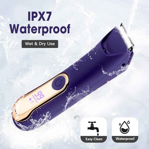 Bikini Trimmer for Women,Wet/Dry Personal Pubic Hair Trimmer Womens Electric Razors Shaver for Underarm Leg Arm Body Hair Private Area,LED Light Ceramic Blade IPX7 Waterproof Rechargeable LCD Display