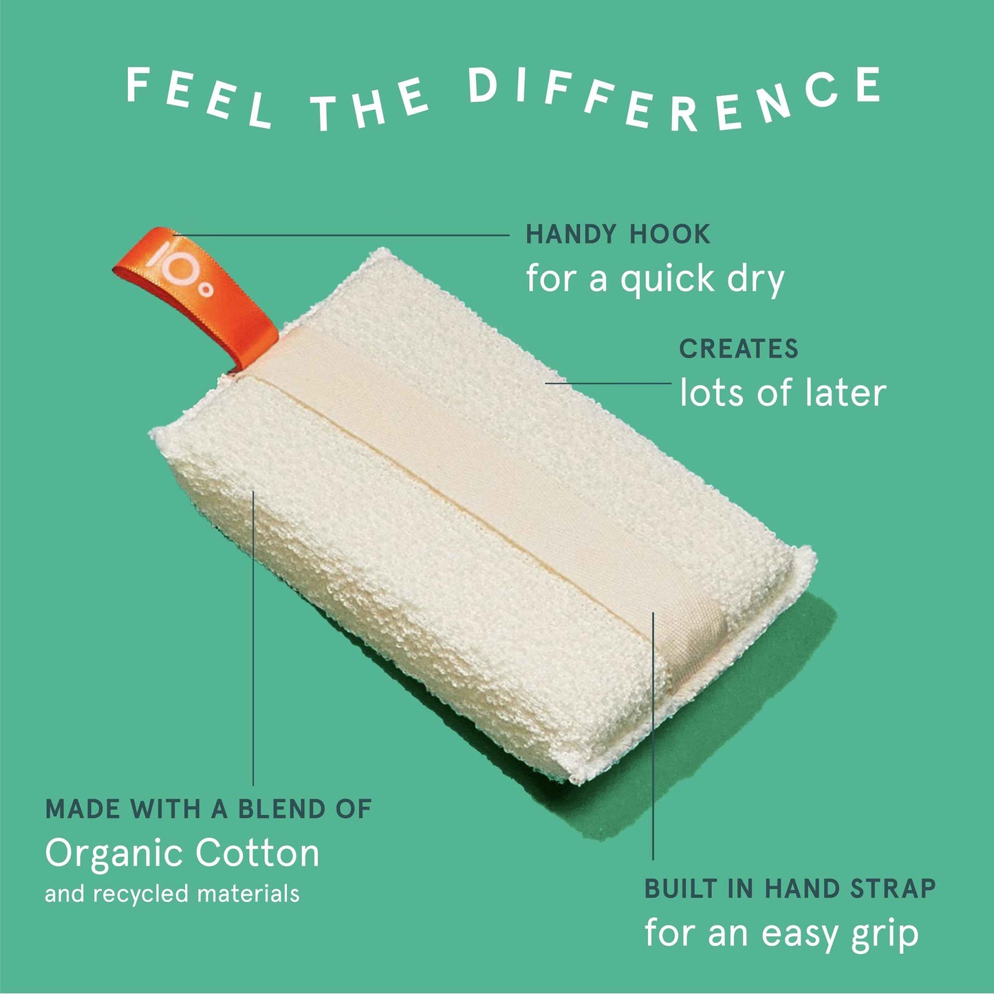 Cleanlogic Organic Cotton Exfoliating Body Scrubber, Reusable Exfoliator Tool for Smooth and Softer Skin, Daily Skincare Routine, Natural, 3 Count Value Pack