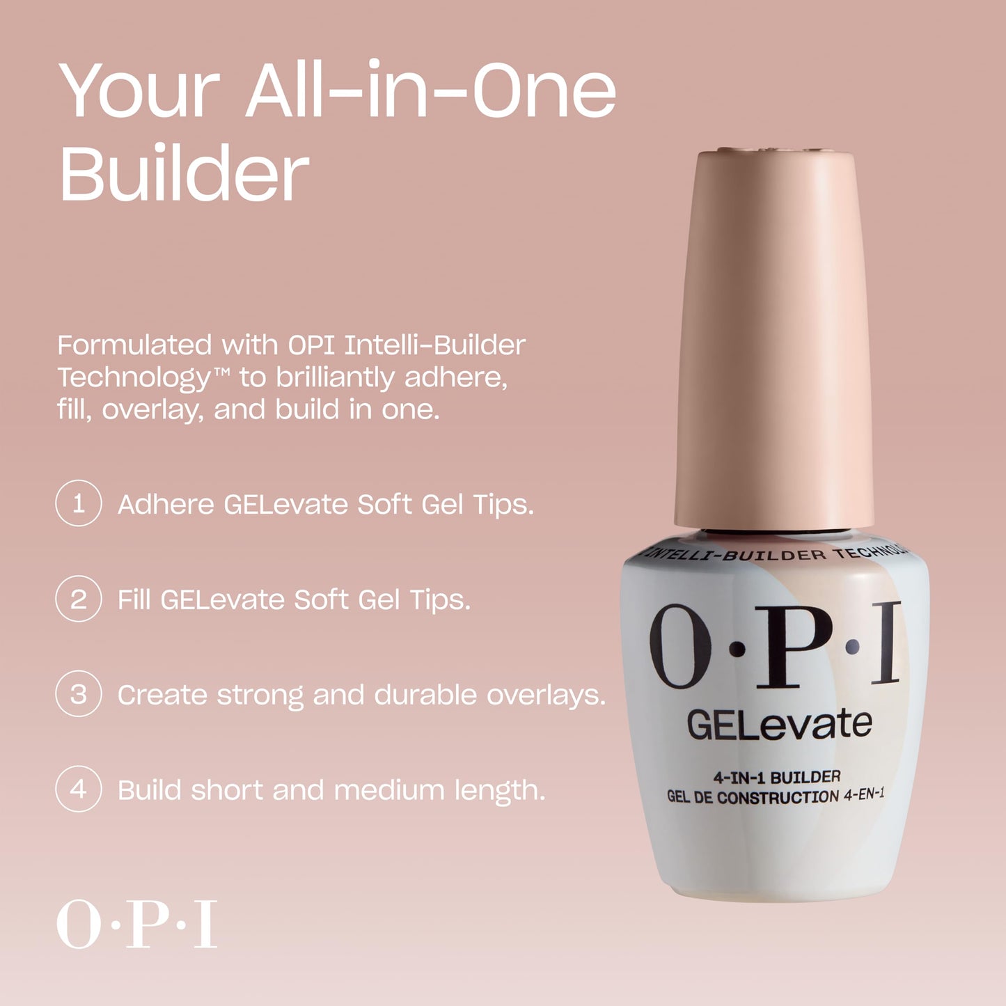 OPI GELevate 4-in-1 Nail Builder Gel | OPI’m Flawless, Clear Color | UV Cure Gel Builder Nail Polish | Vegan | 15 ML