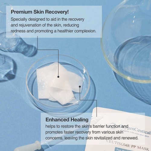 OxygenCeuticals Ceutisome PP Mask – Recovery & Soothing Sheet Mask with Acetyl Hexapeptide-8, Ceramide NP, DNA & Centella Extract, Post-Treatment Hydration & Barrier Repair (6 Sheets/1 Box)