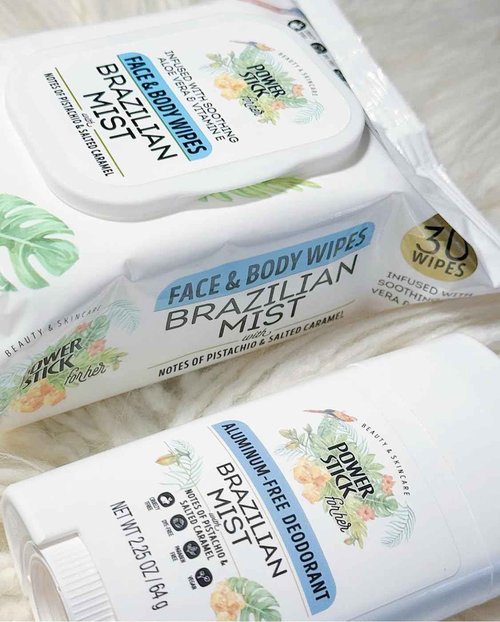 Power Stick Brazilian Mist 5pc Bundle- Body Wash- Leave in Conditioner- Face & Body Wipes- Body Spray-Deodorant