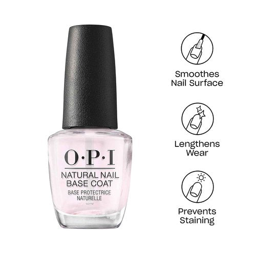 Bundle of OPI Nail Lacquer, Bubble Bath, Nude Nail Polish, 0.5 Fl Oz + OPI Natural Nail Base Coat, Nail Polish Base Coat, 0.5 fl oz