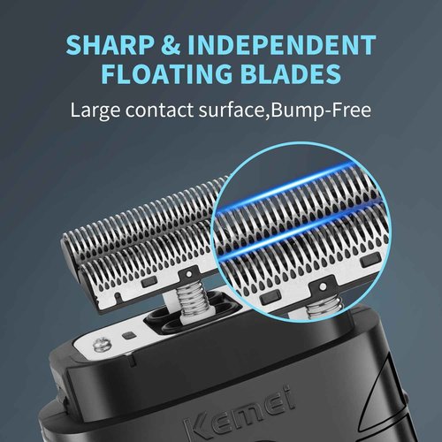 KEMEI Professional Electric Foil Shaver for Men, Beard Trimmer & Men's Grooming Tool, Foil Shaving and Bald Head Precision Trimmer. Cordless and Rechargeable with USB. Gifts for Men