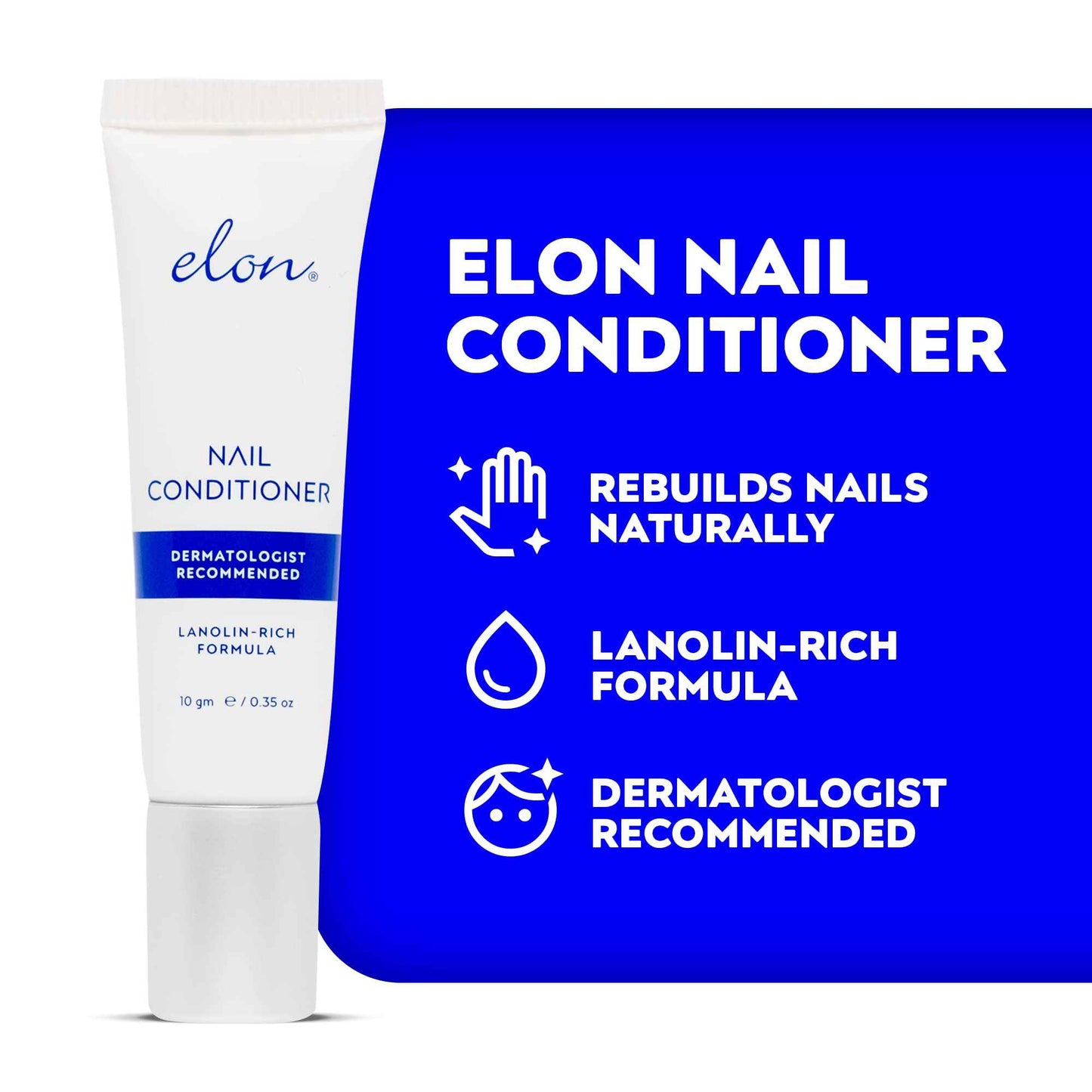 Elon Lanolin-Rich Nail Conditioner – Strengthens Nails, Protects Cuticles, Dermatologist-Recommended for Brittle & Damaged Nails (10g tube, 2 Pack)