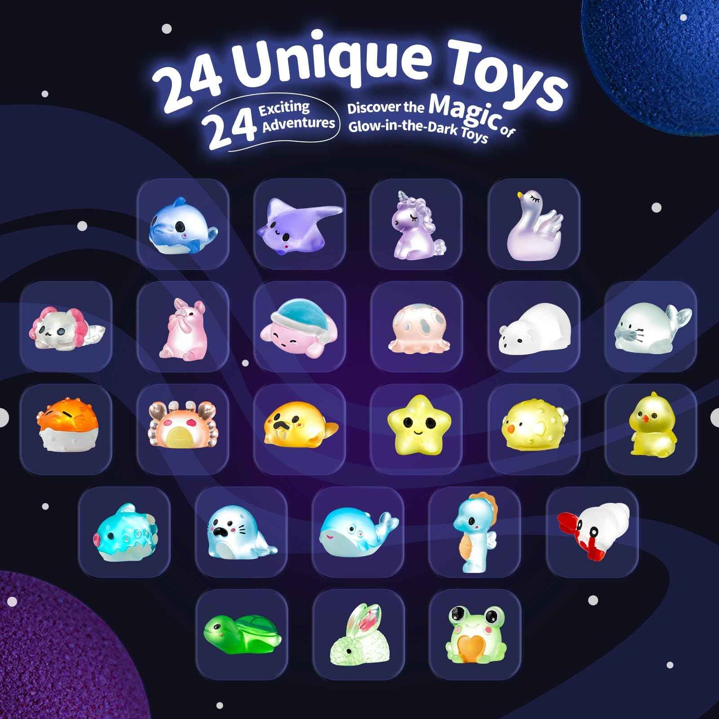 SudsyRoar Bath Bombs for Kids with Surprise Inside – 24 Pack Handmade Bath Bombs with Glow-in-The-Dark Land & Sea Toys, Fizzy Bath Salt Balls, Birthday Party Favors for Boys and Girls