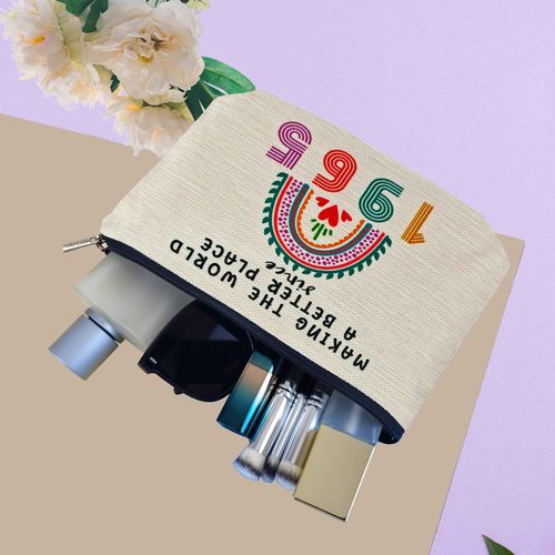 ancpeany Happy 60th Birthday Gifts for Women Makeup Bag, Funny 1965 60 Year Old Birthday Decorations Gift Ideas for Grandma, Mom, Her, Wife, Sister, Aunt, Small Cosmetic Travel Bags for Mothers Day