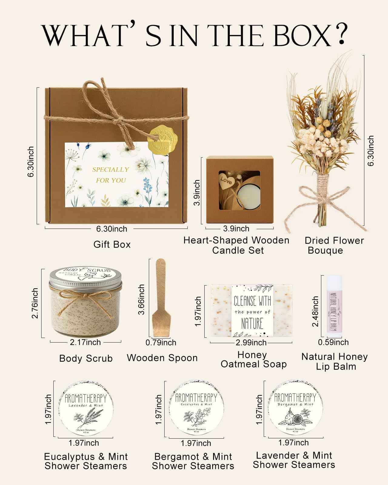 JMHACHY Spa Gifts for Women - Mothers Day Gifts for Mom, Self Care Kit, Birthday Anniversary Care Package Ideas for Wife Girlfriend Her from Daughter Husband Friend, 8PCS Items with Natural Themed